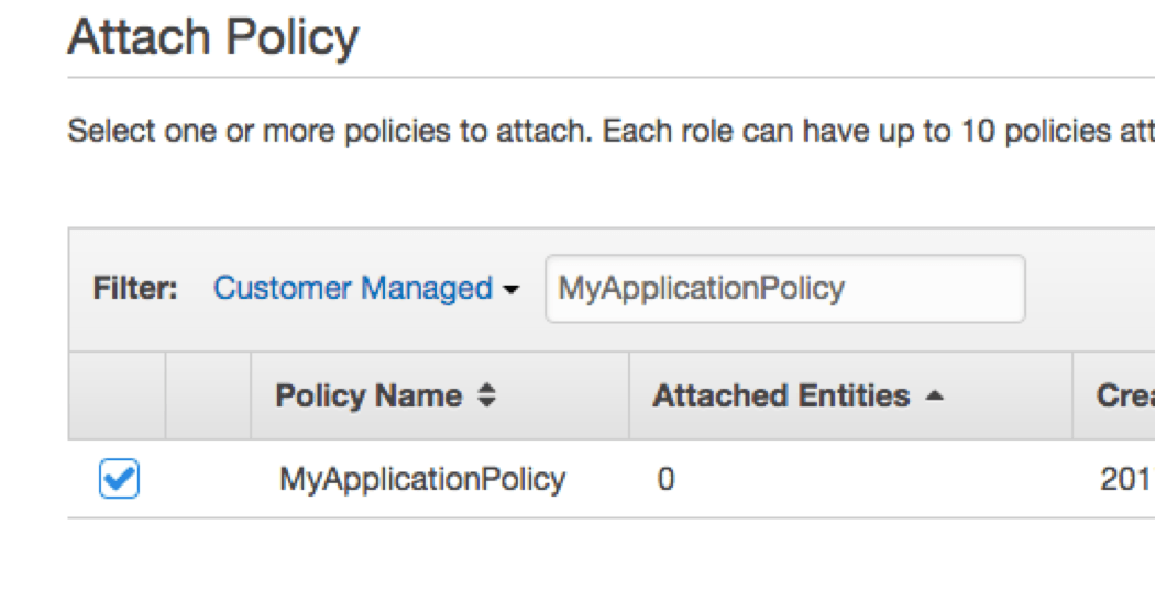 Attach policy
