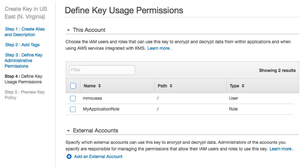 Define key usage